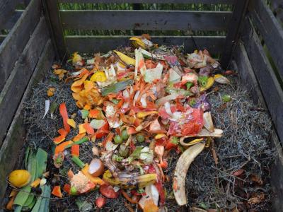 Gemüse- und Gartenabfälle auf einem Kompost