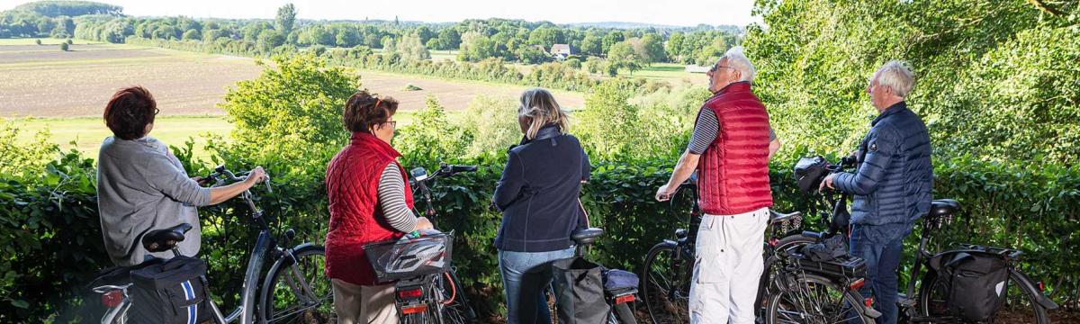 Foto einer Gruppe Radfahrer im Grünen