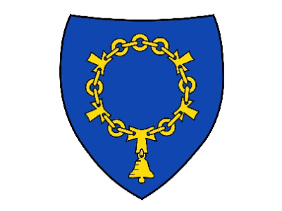 Foto vom Wappen der Ortschaft Hau in den Farben blau und gelb