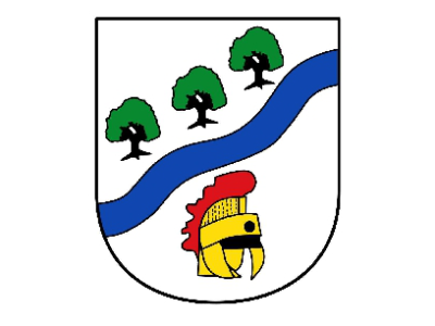 Foto vom Wappen der Ortschaft Qualburg in den Farben grün, weiß, blau, rot und gelb
