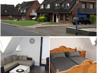 Drei Fotos der Ferienwohnung Birkenweg Innen- und Außenansicht